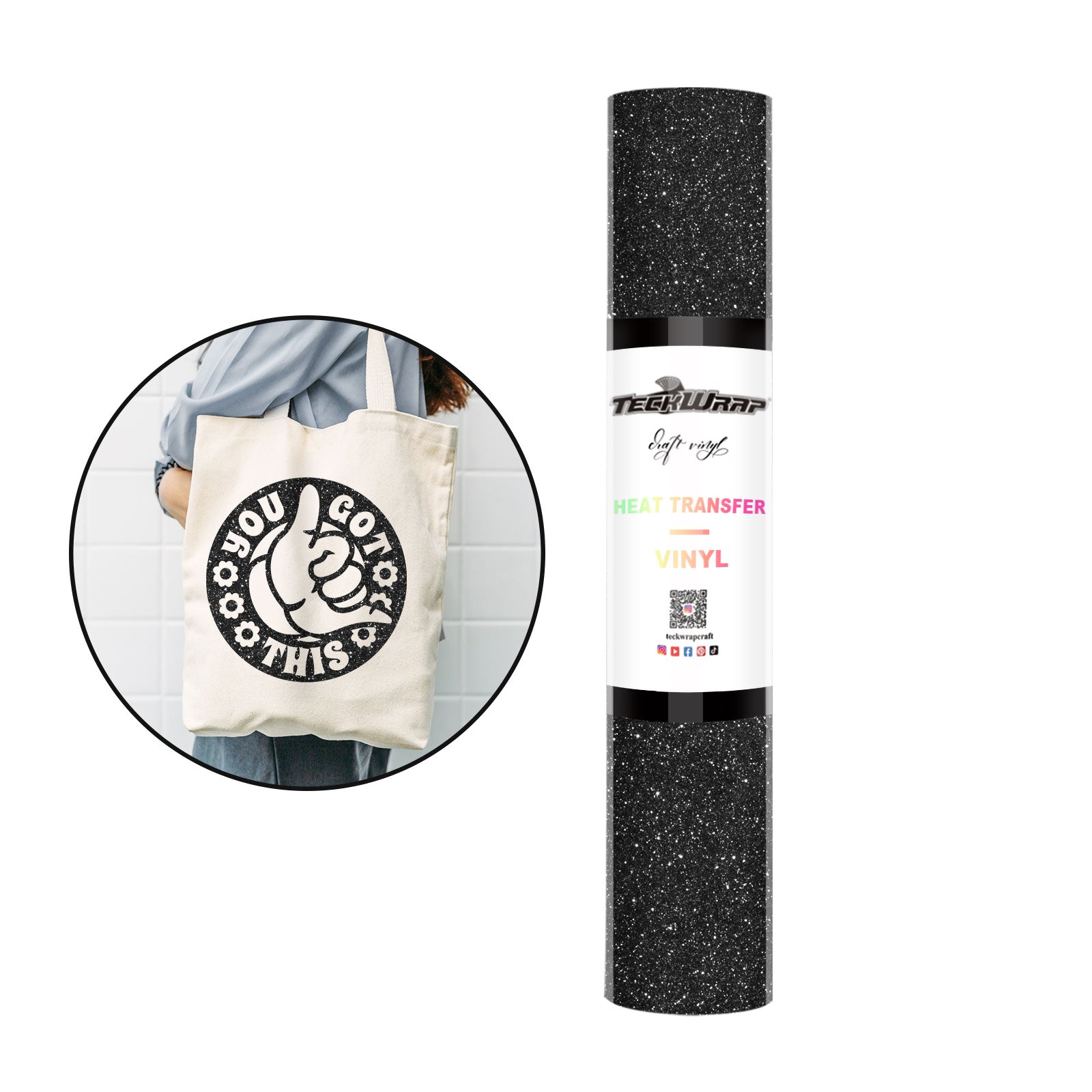 Teckwrap HTV Glitter - Black