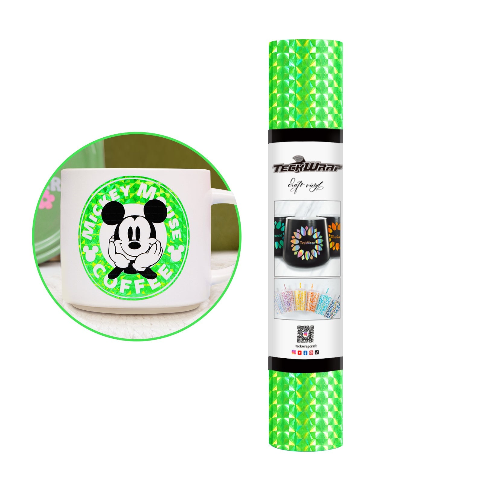 Teckwrap Holographic Diamond - Neon Green