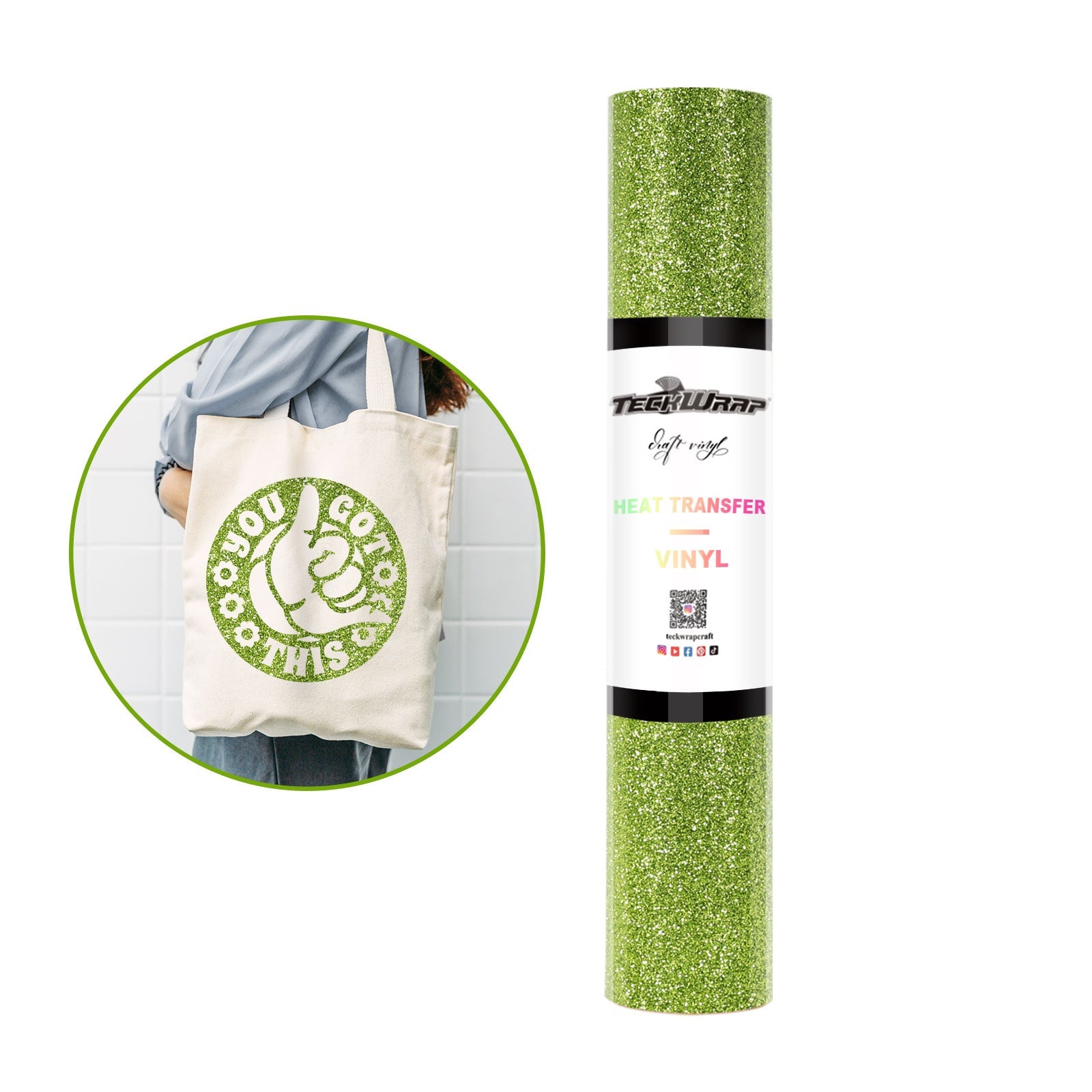 Teckwrap HTV Glitter - Lime Green