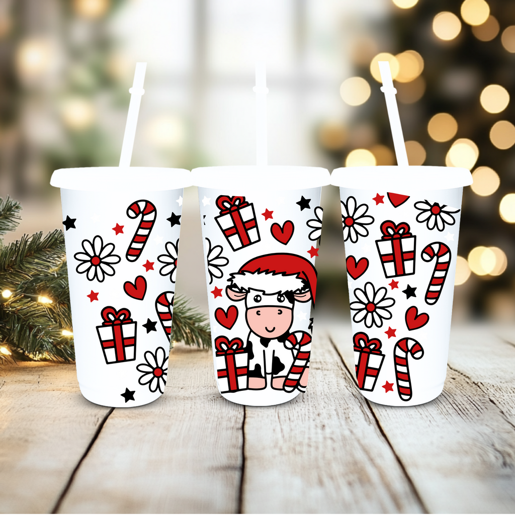 UVDTF Cold Cup Wrap - Christmas Cows ( various choose of colours)
