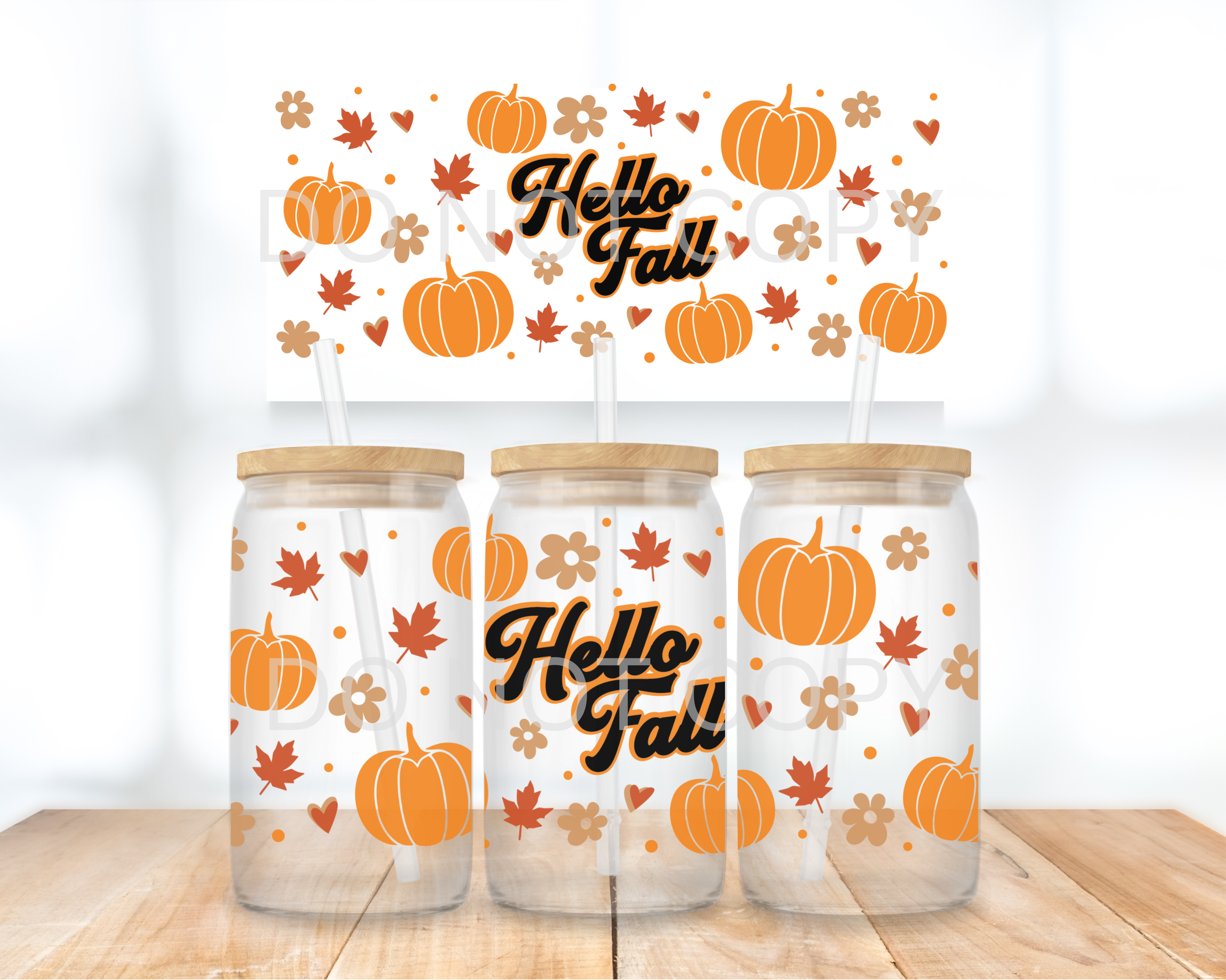 UVDTF - Hello Fall Pumpkins & Flowers