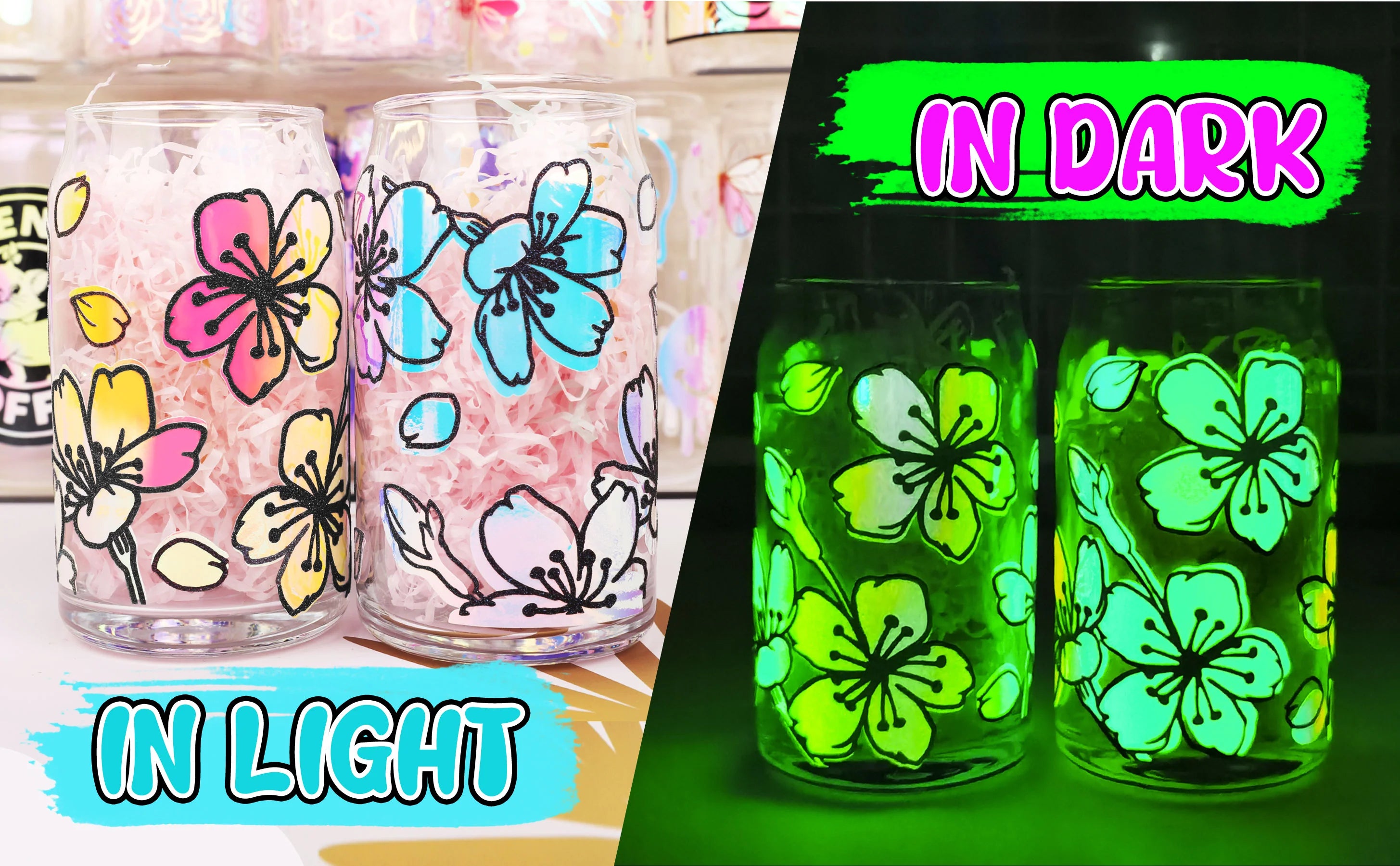 Teckwrap Glow in the Dark Craft Vinyl - Peach Yellow Pink