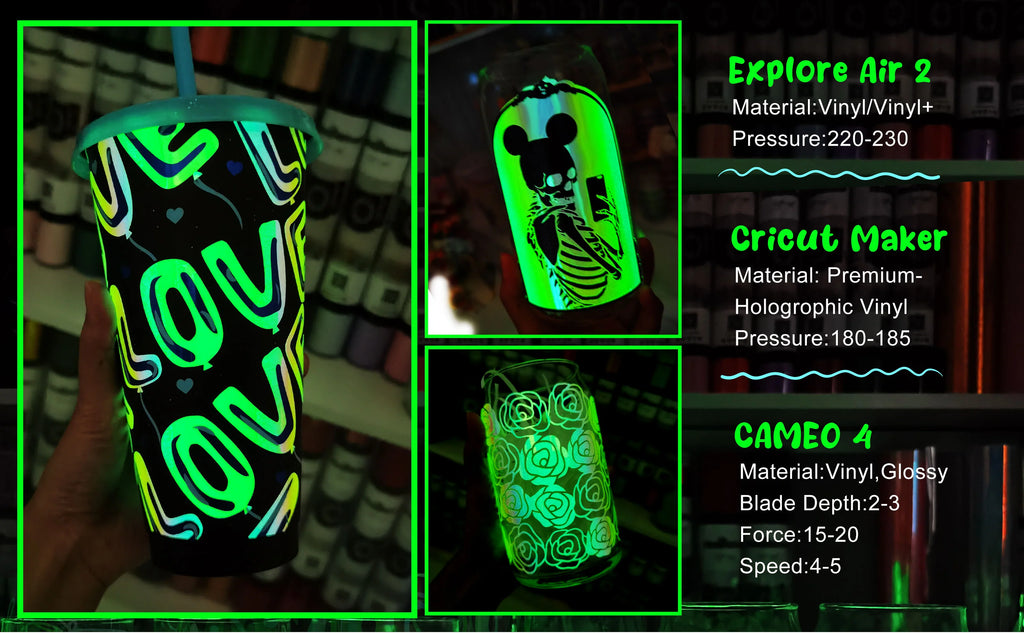 Teckwrap Glow in the Dark Craft Vinyl - Peach Yellow Pink