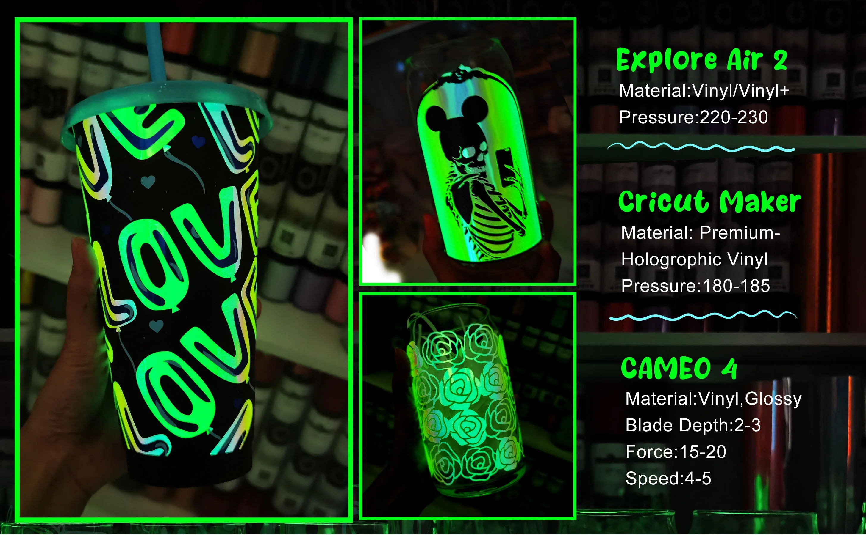 Teckwrap Glow in the Dark Craft Vinyl - Peach Yellow Pink