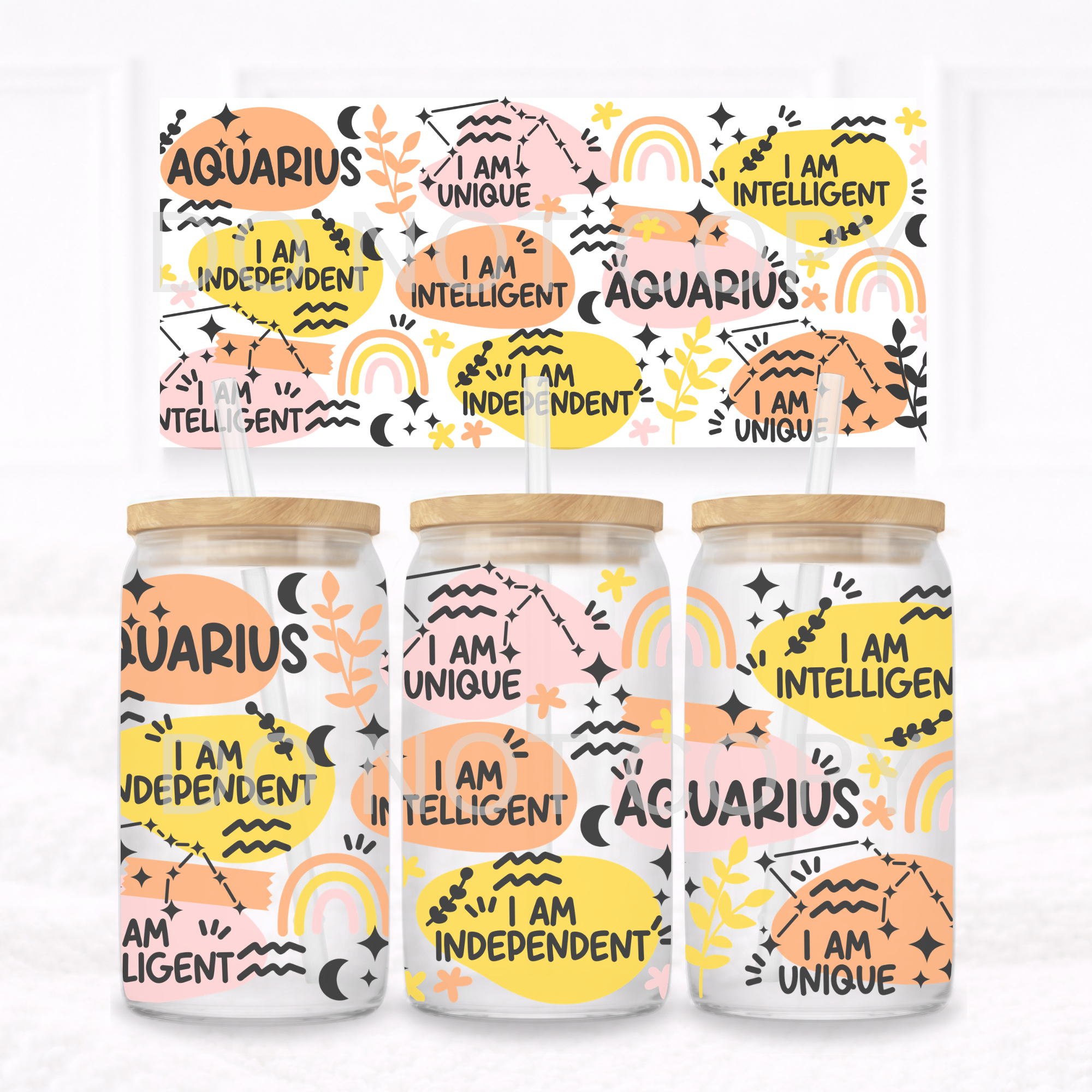 UVDTF - Can glass wrap Pink and Orange Star Signs