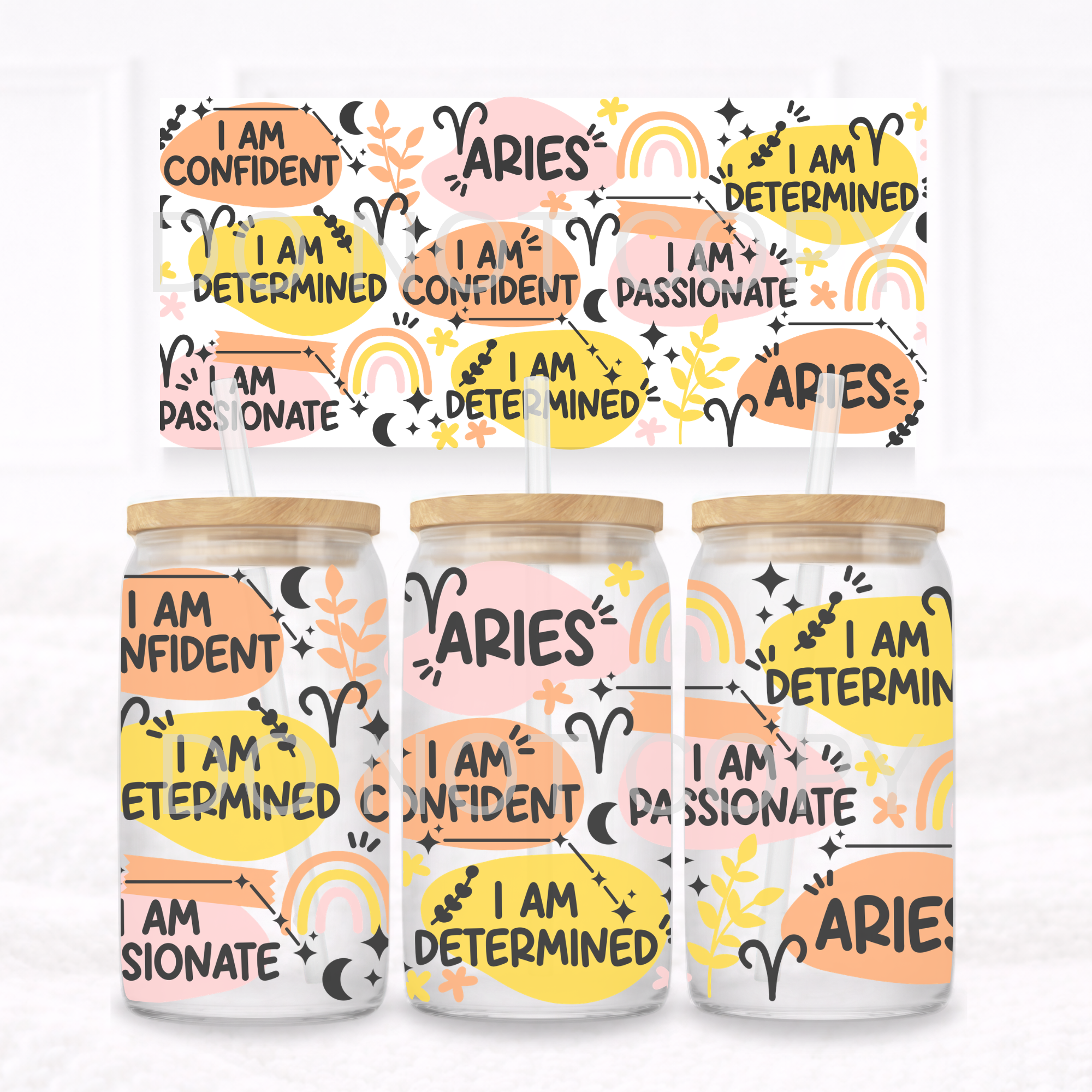 UVDTF - Can glass wrap Pink and Orange Star Signs