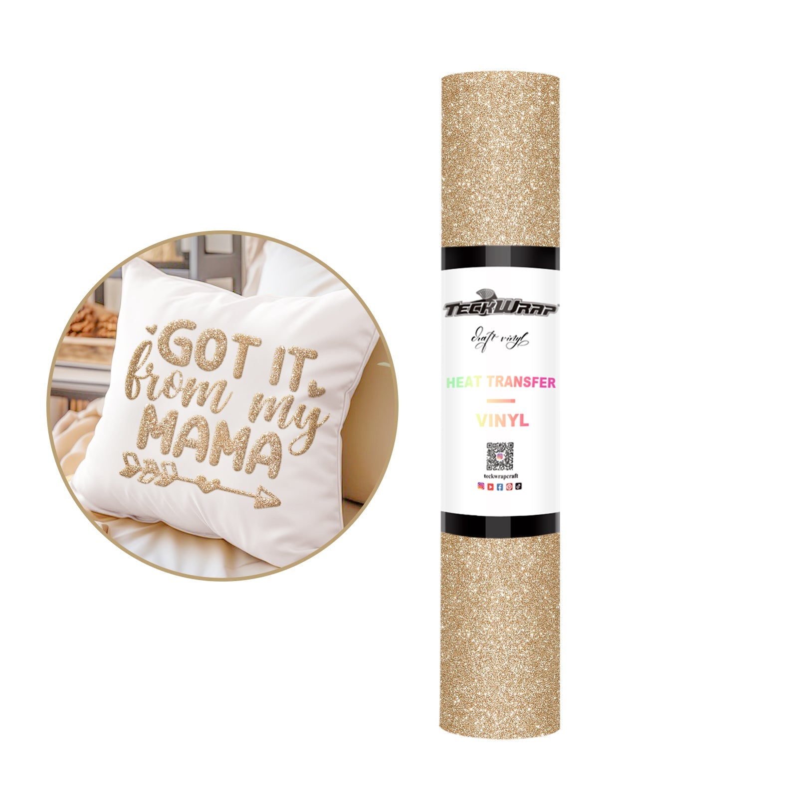Teckwrap HTV Glitter Puff - Champagne Gold