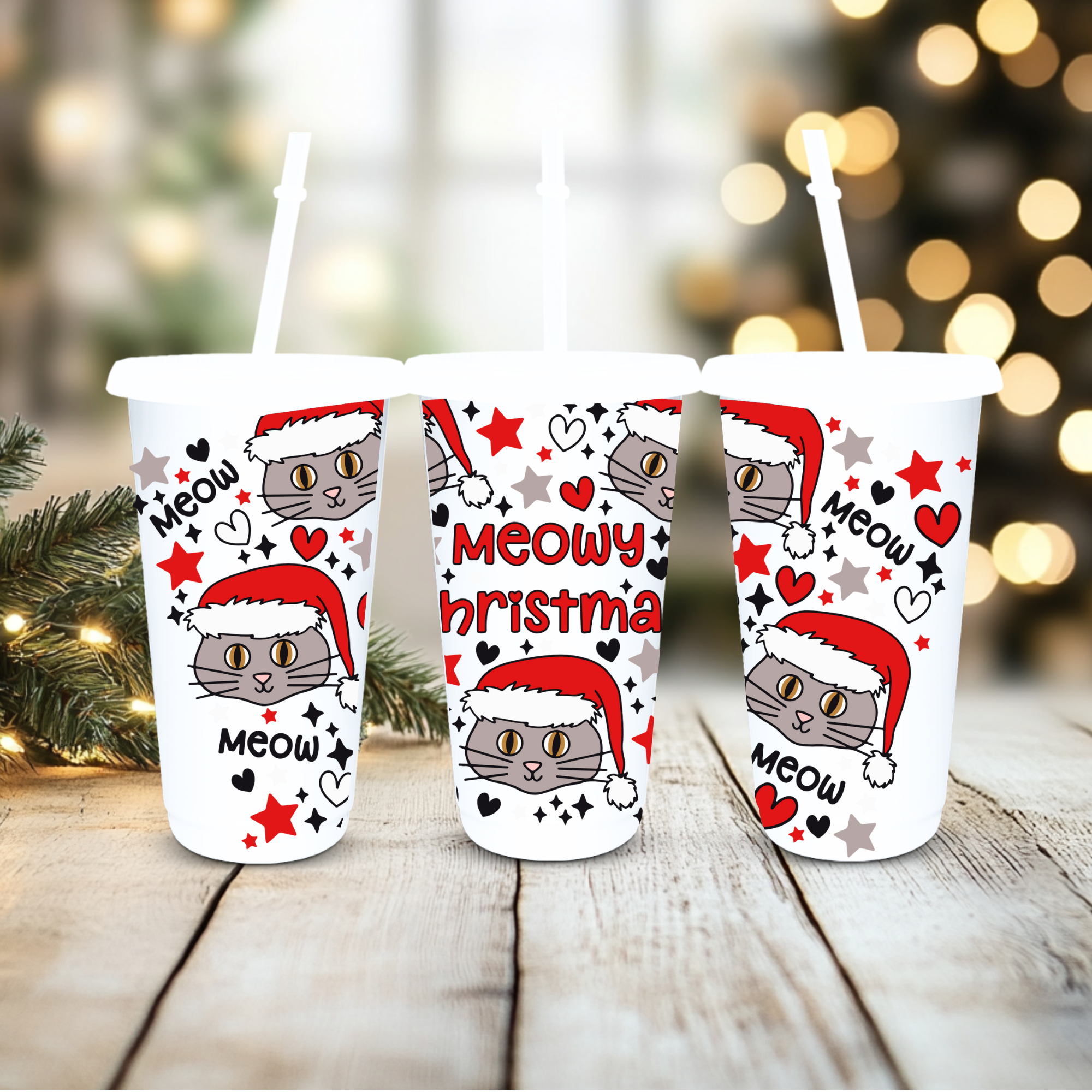UVDTF Cold Cup Wrap - Meowy Christmas