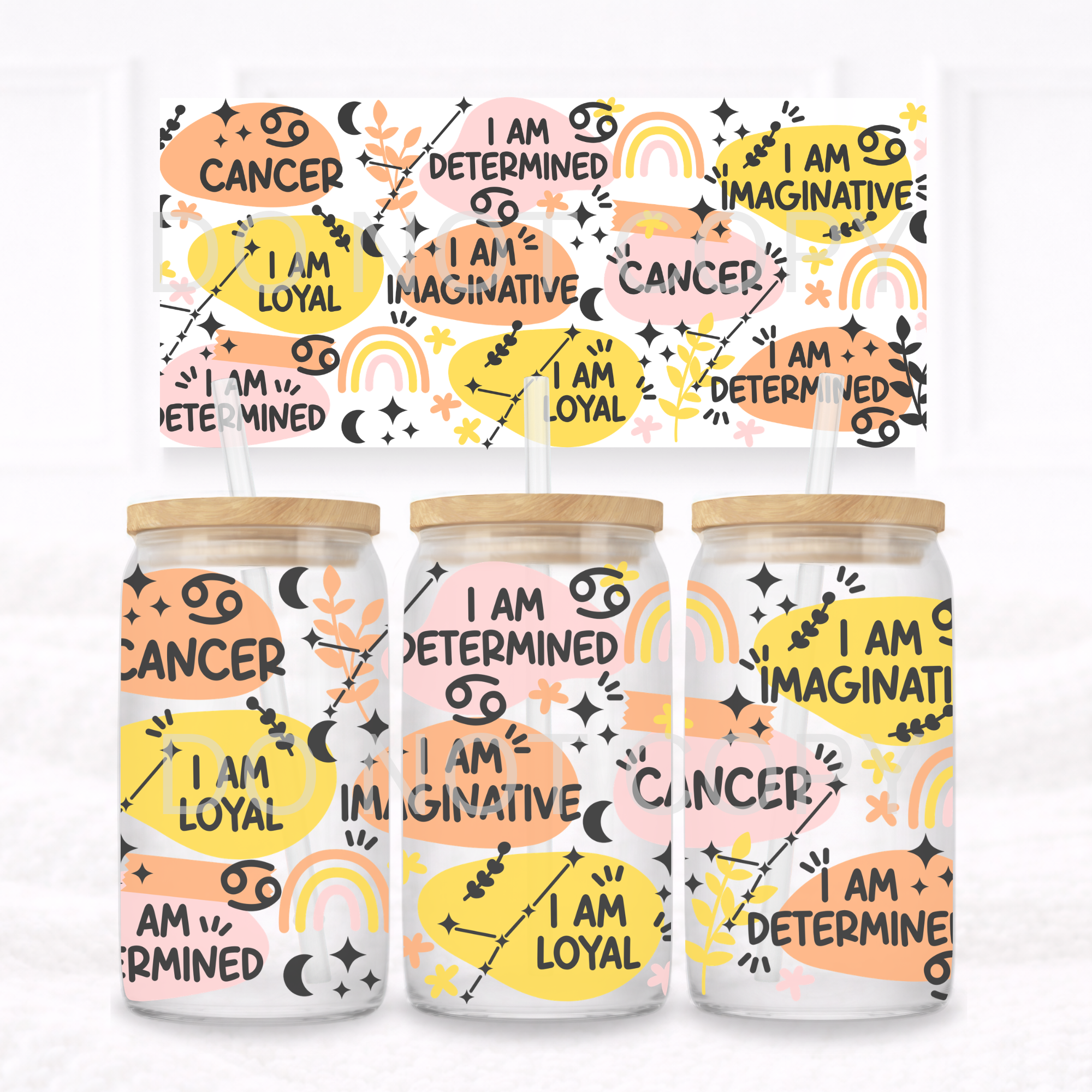 UVDTF - Can glass wrap Pink and Orange Star Signs