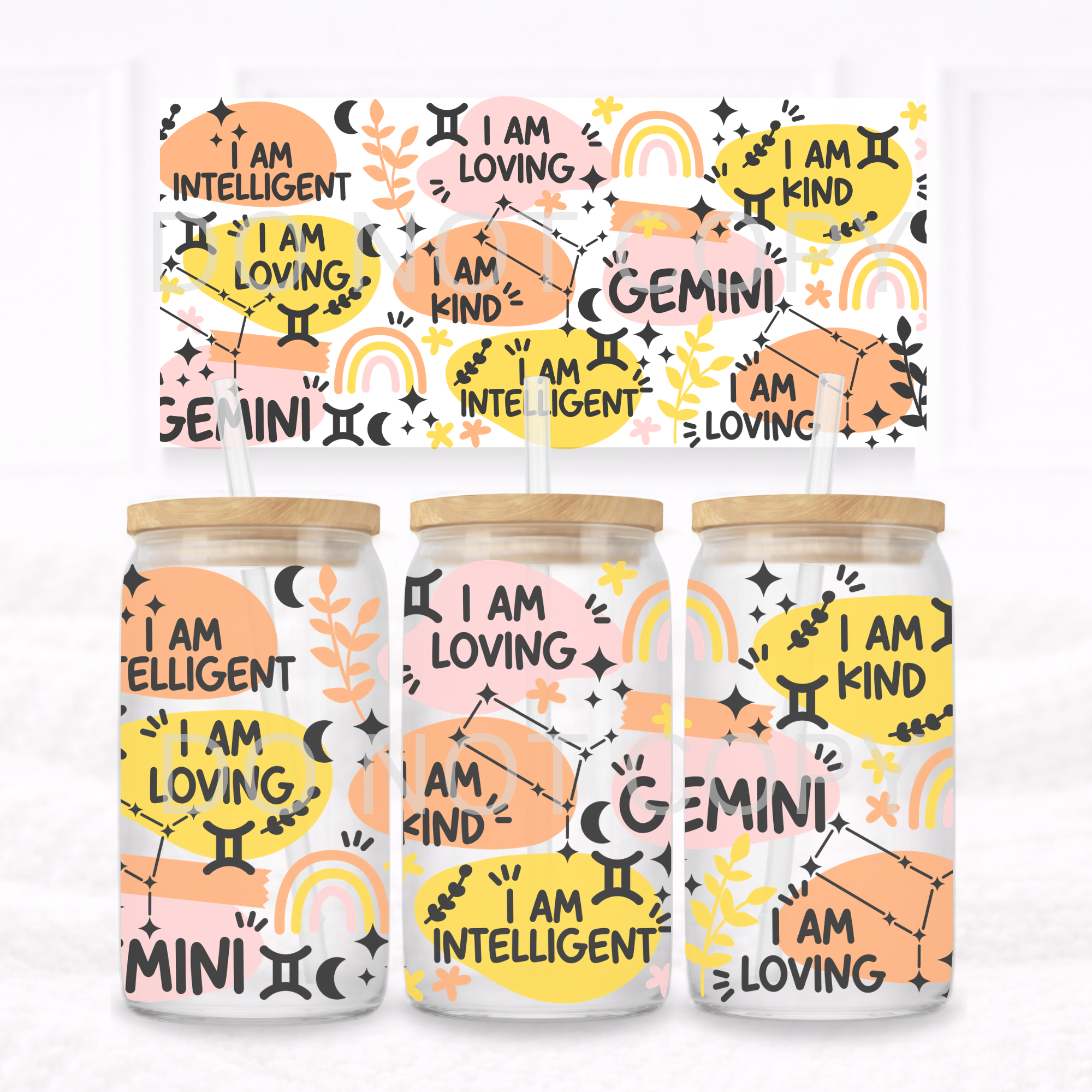 UVDTF - Can glass wrap Pink and Orange Star Signs