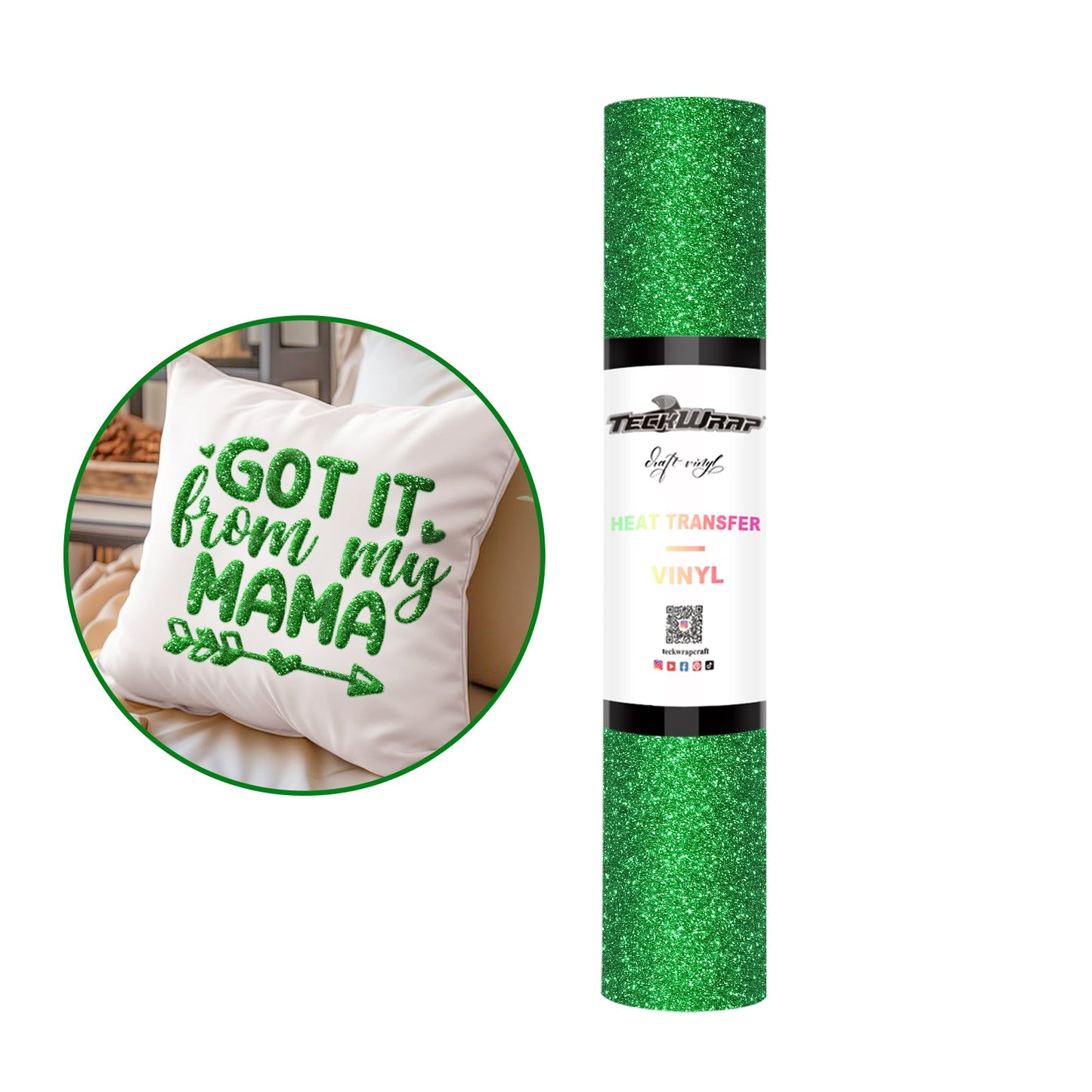 Teckwrap HTV Glitter Puff - Green
