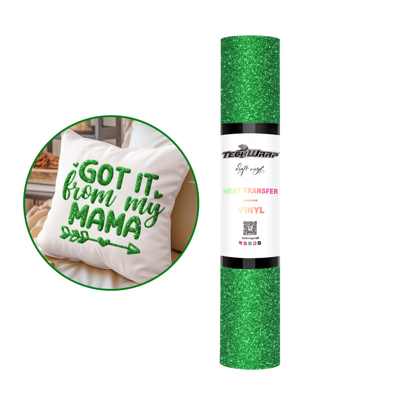 Teckwrap HTV Glitter Puff - Green