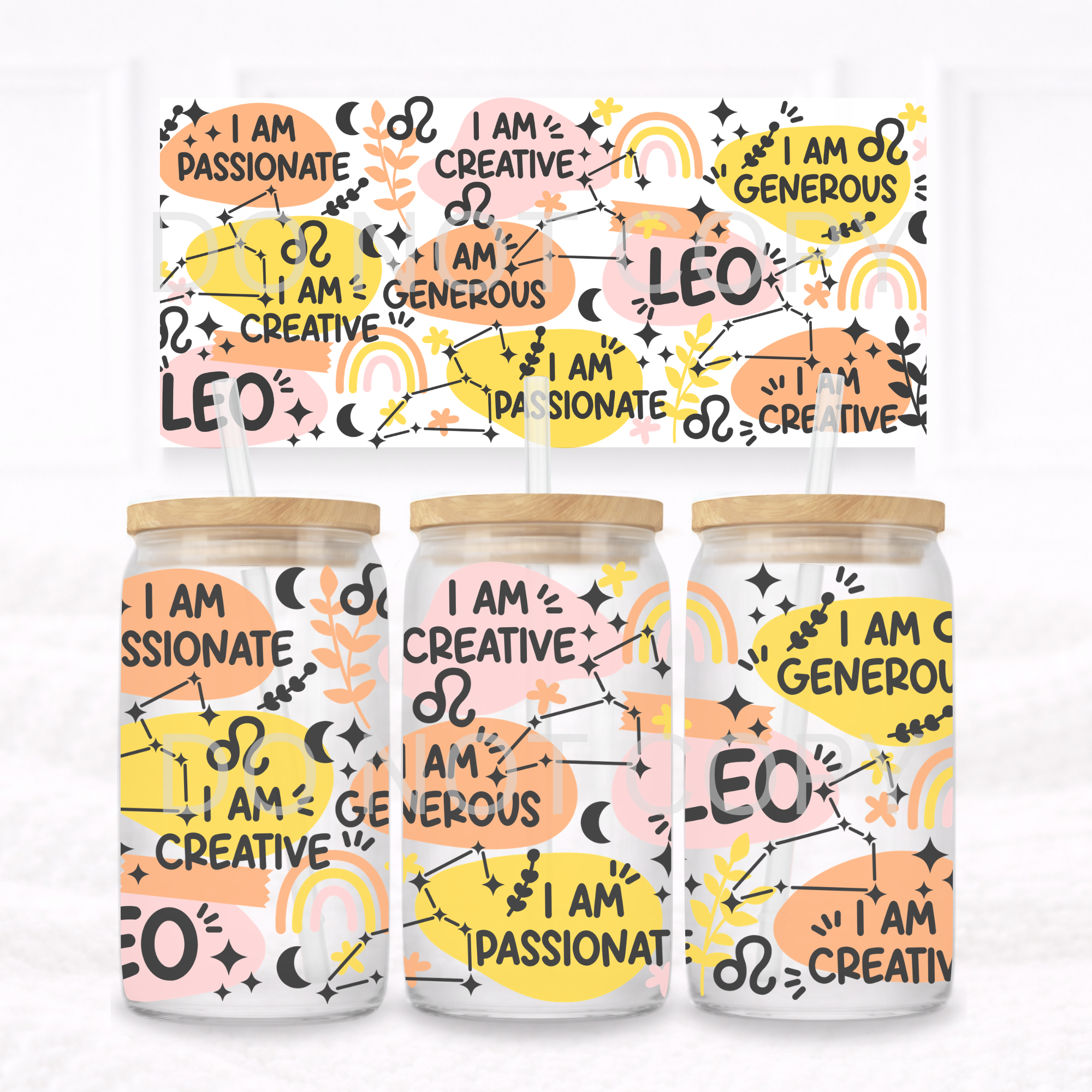 UVDTF - Can glass wrap Pink and Orange Star Signs