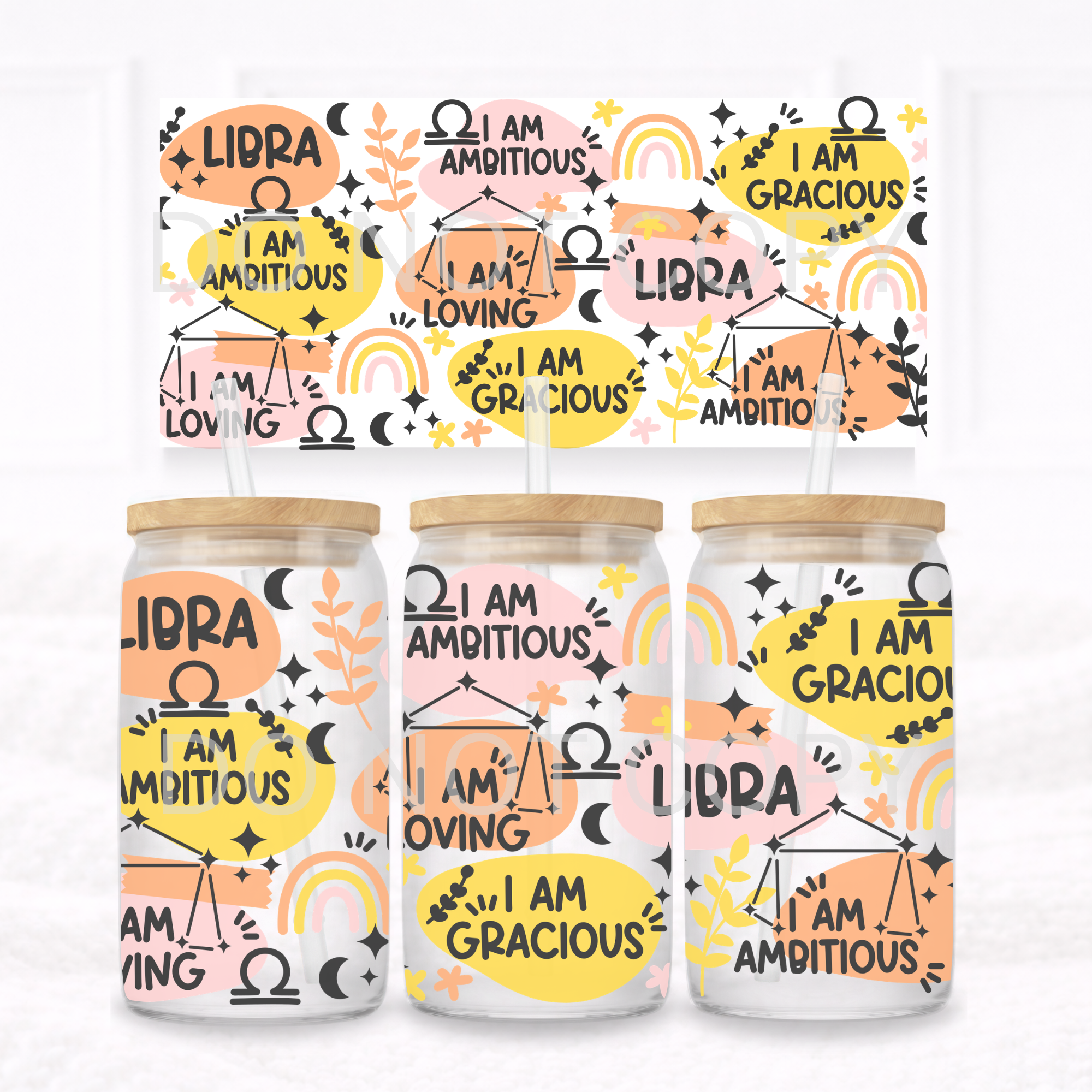 UVDTF - Can glass wrap Pink and Orange Star Signs