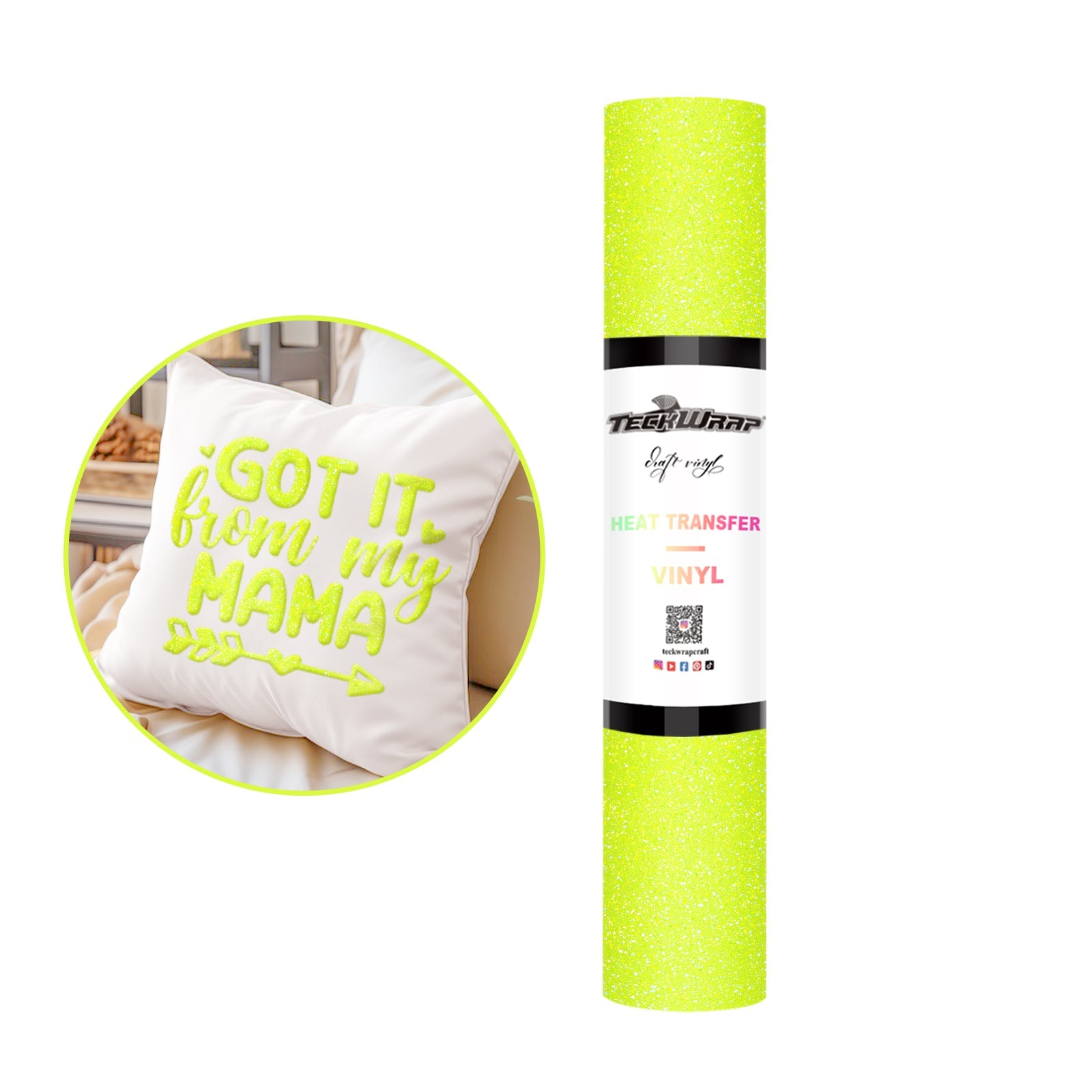 Teckwrap HTV Glitter Puff - Neon Yellow