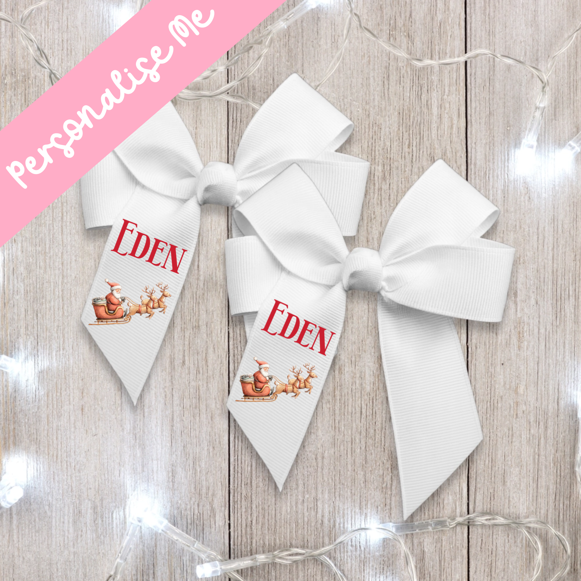 DTF -  Santa Sleigh Hair Bow Decal