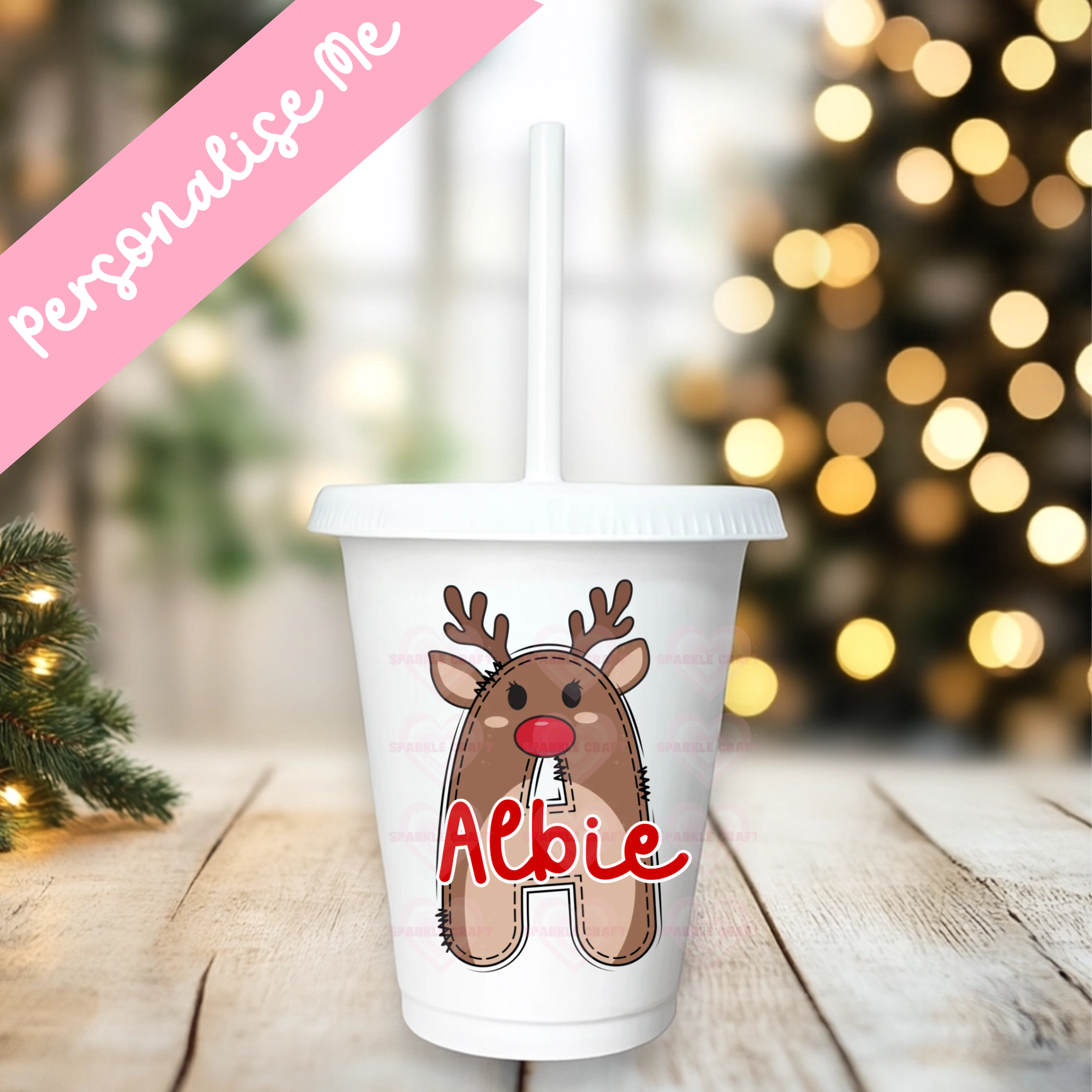 UVDTF - Brown Reindeer Alphabet Cold Cup