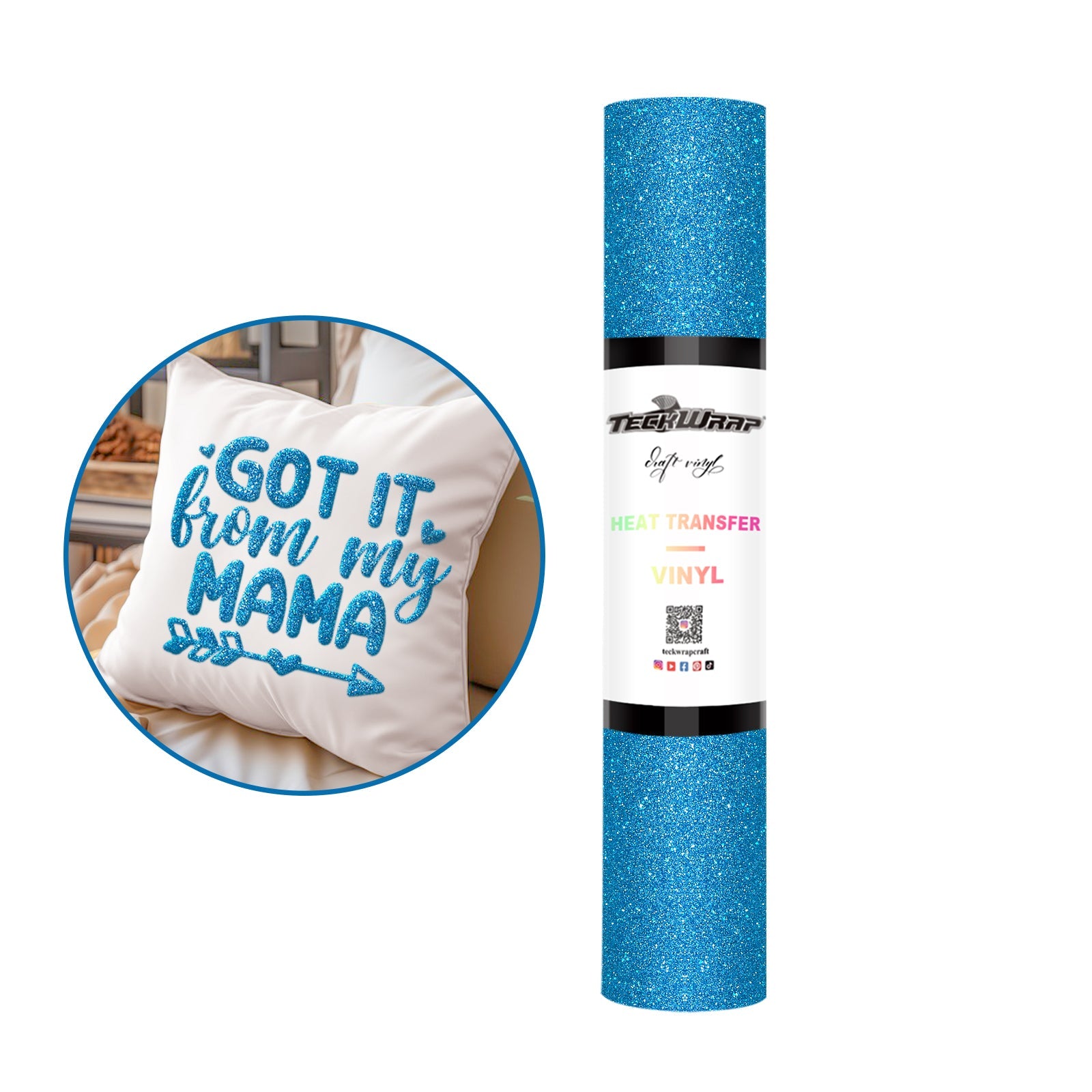 Teckwrap HTV Glitter Puff - Picton Blue