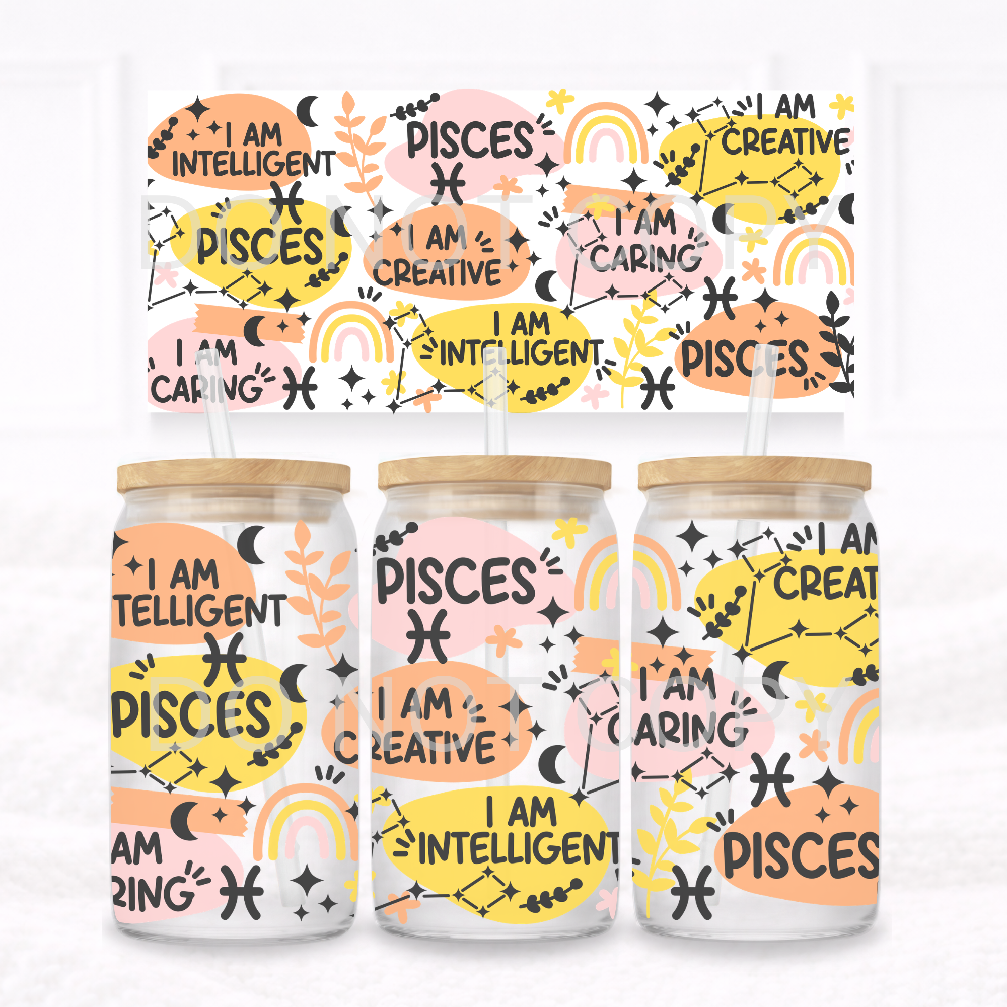 UVDTF - Can glass wrap Pink and Orange Star Signs