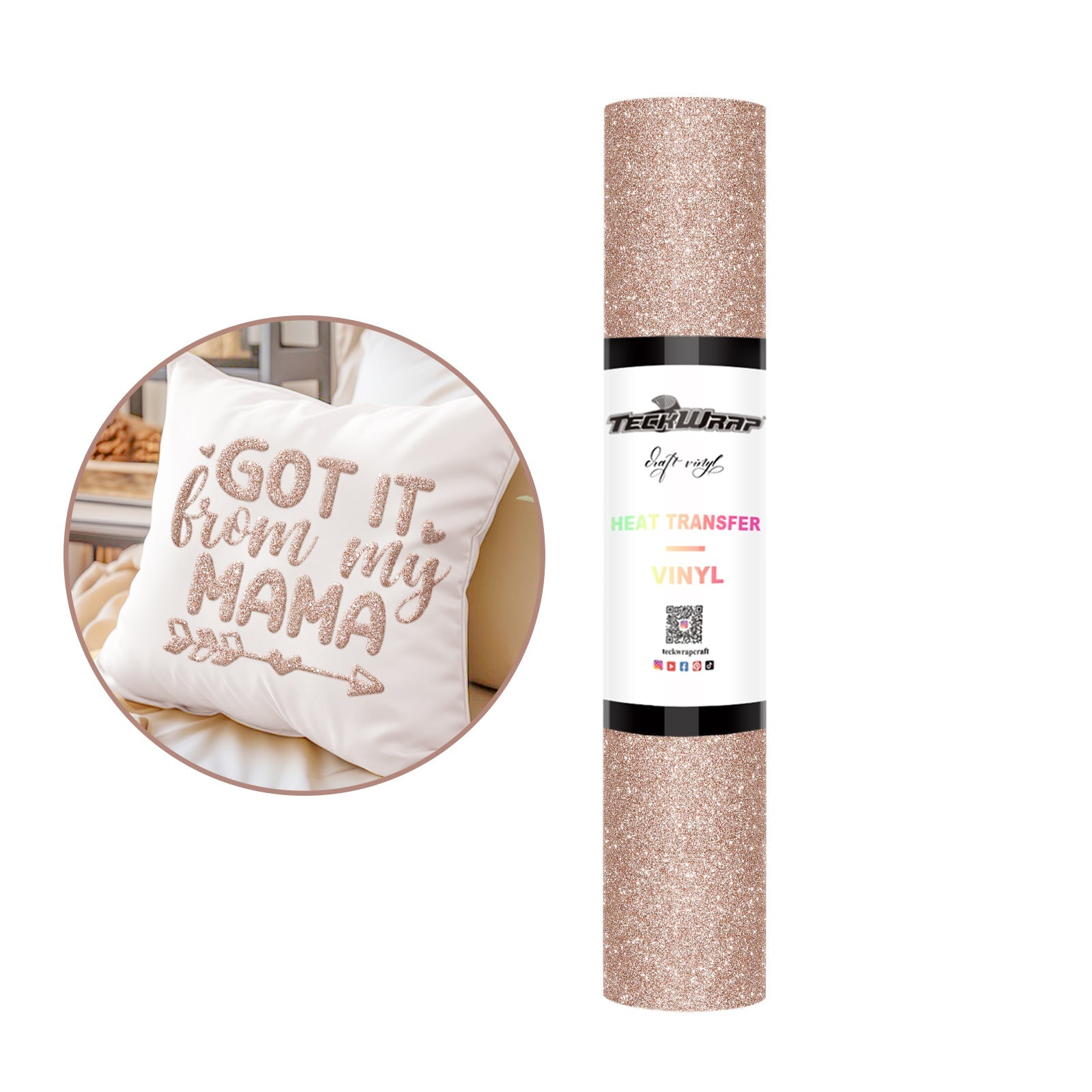 Teckwrap HTV Glitter Puff - Rose Gold
