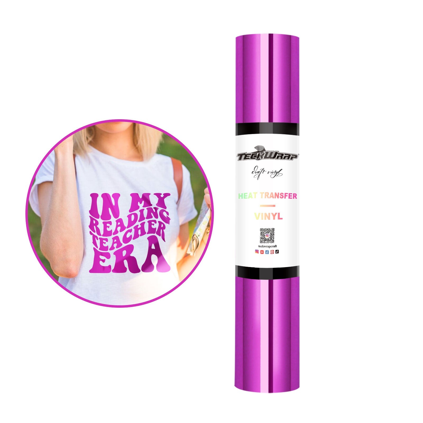 Teckwrap HTV Metallic Chrome - Royal Pink