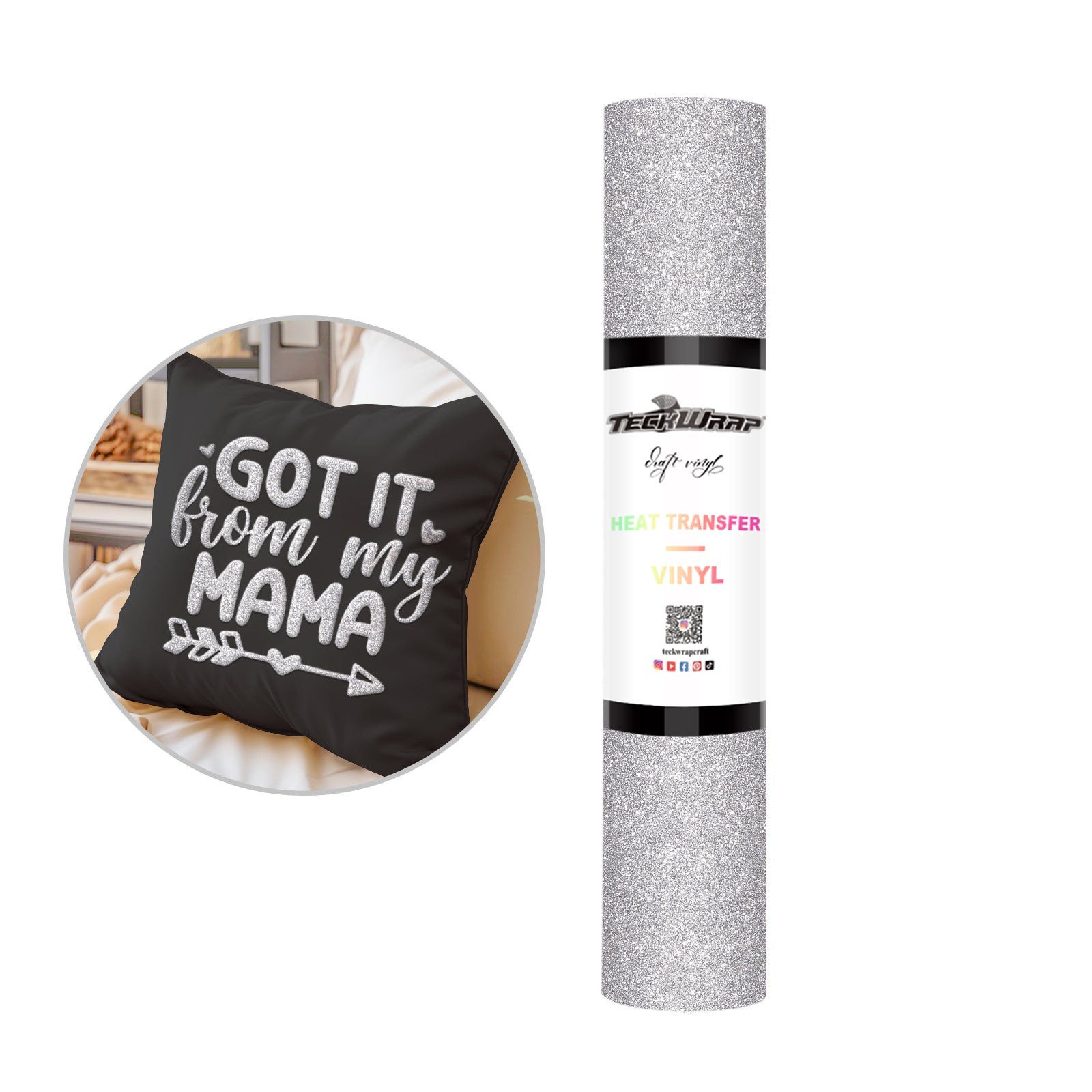 Teckwrap HTV Glitter Puff - Silver