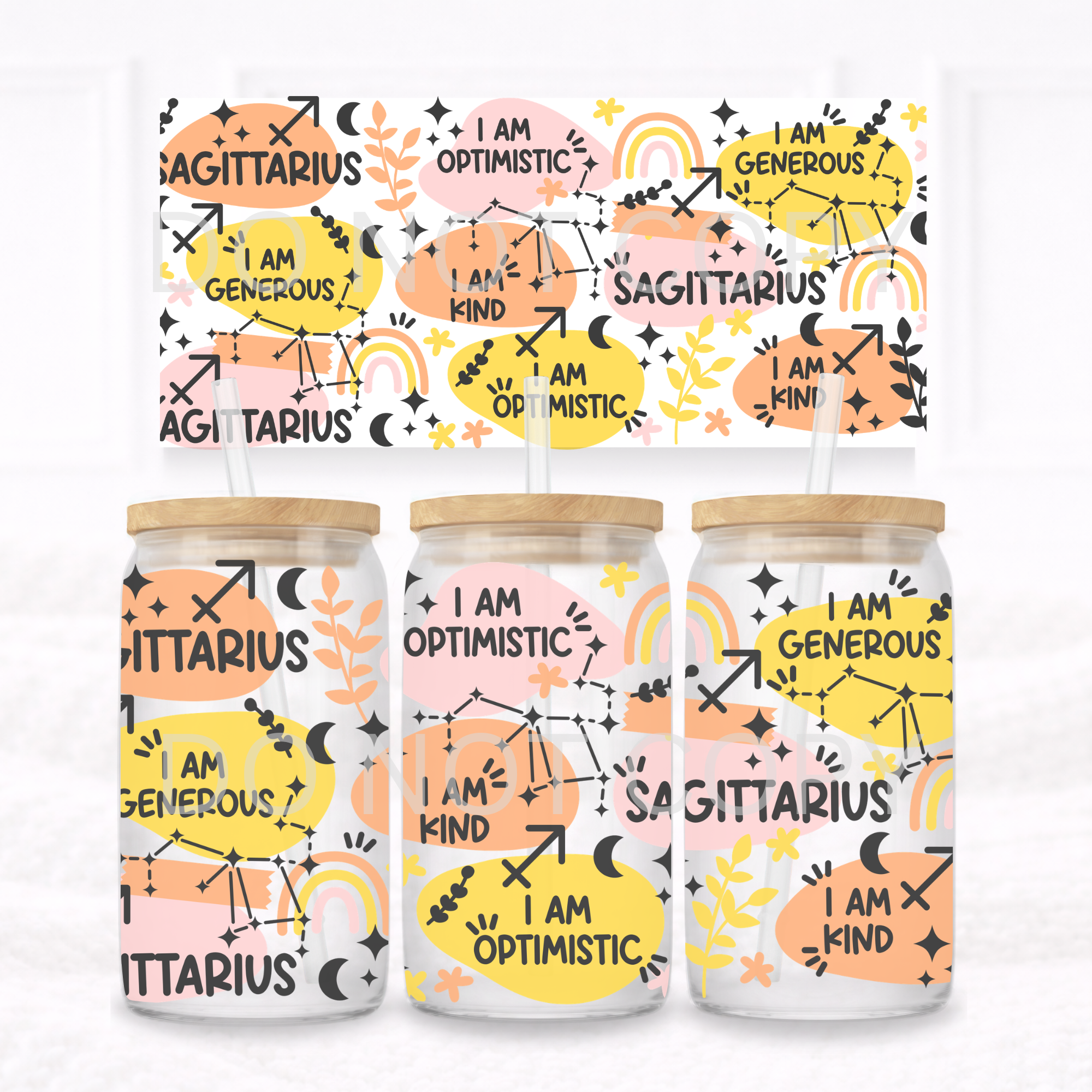 UVDTF - Can glass wrap Pink and Orange Star Signs
