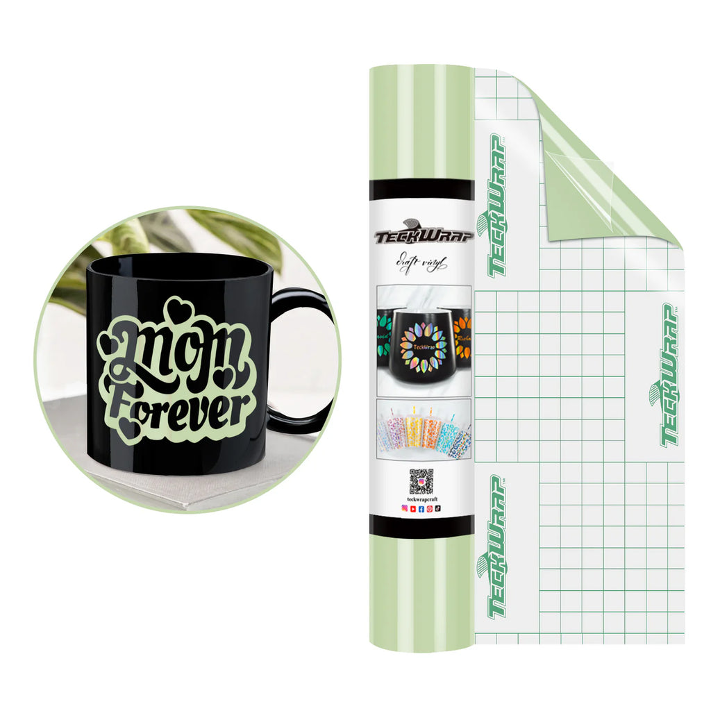 A roll of Teckwrap Liveable green adhesive vinyl suitable for crafting projects. self adhesive permanent vinyl 