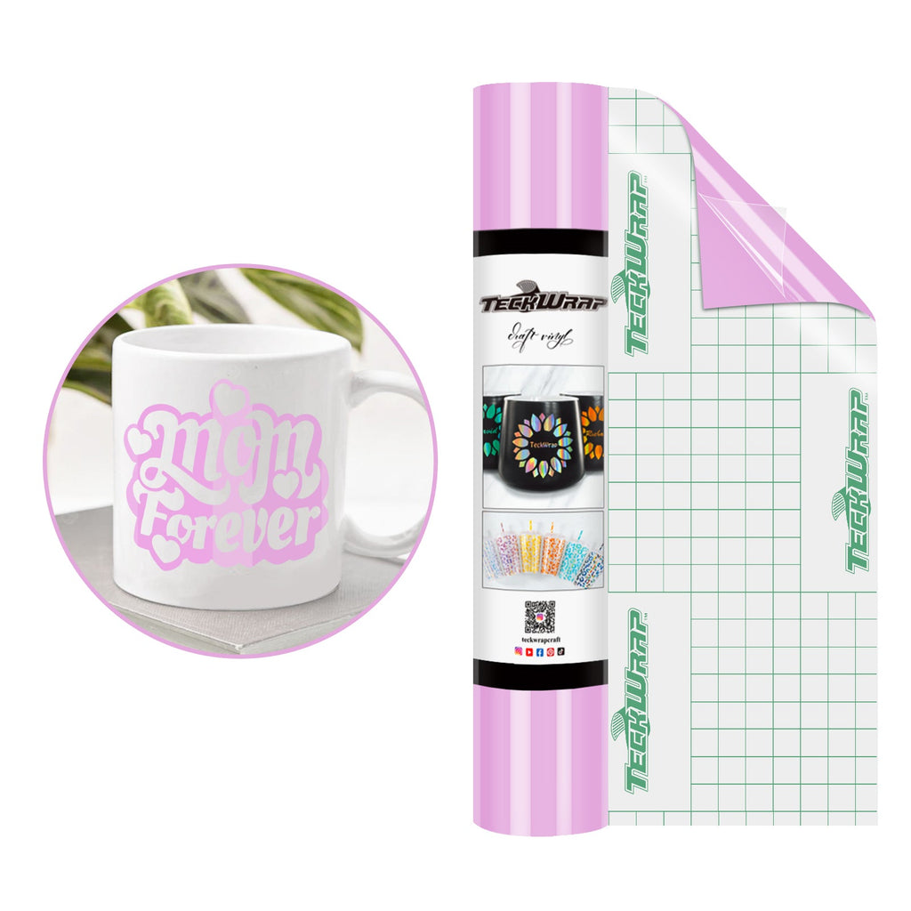 A roll of Teckwrap glossy pale purple adhesive vinyl suitable for crafting projects. self adhesive permanent vinyl 