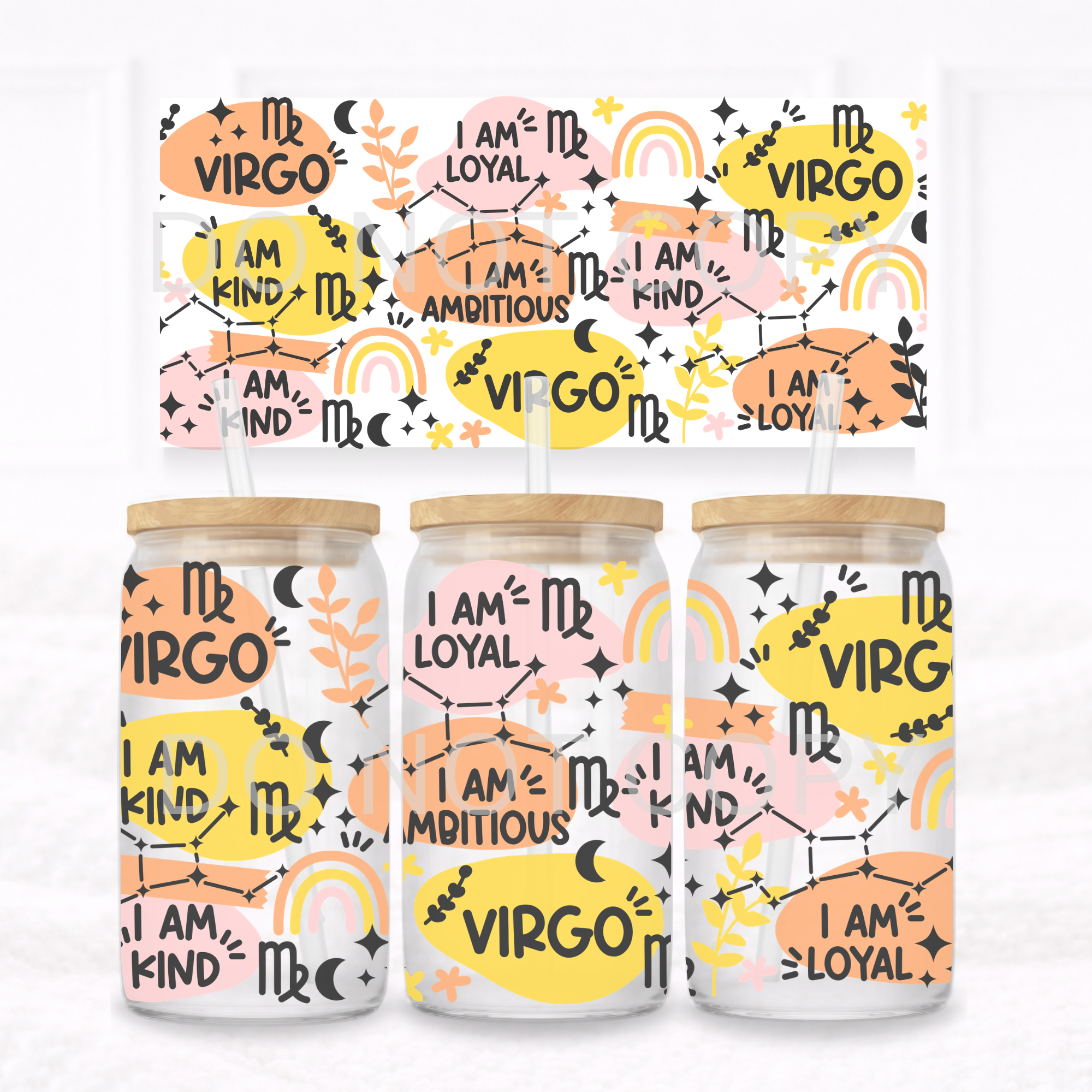 UVDTF - Can glass wrap Pink and Orange Star Signs