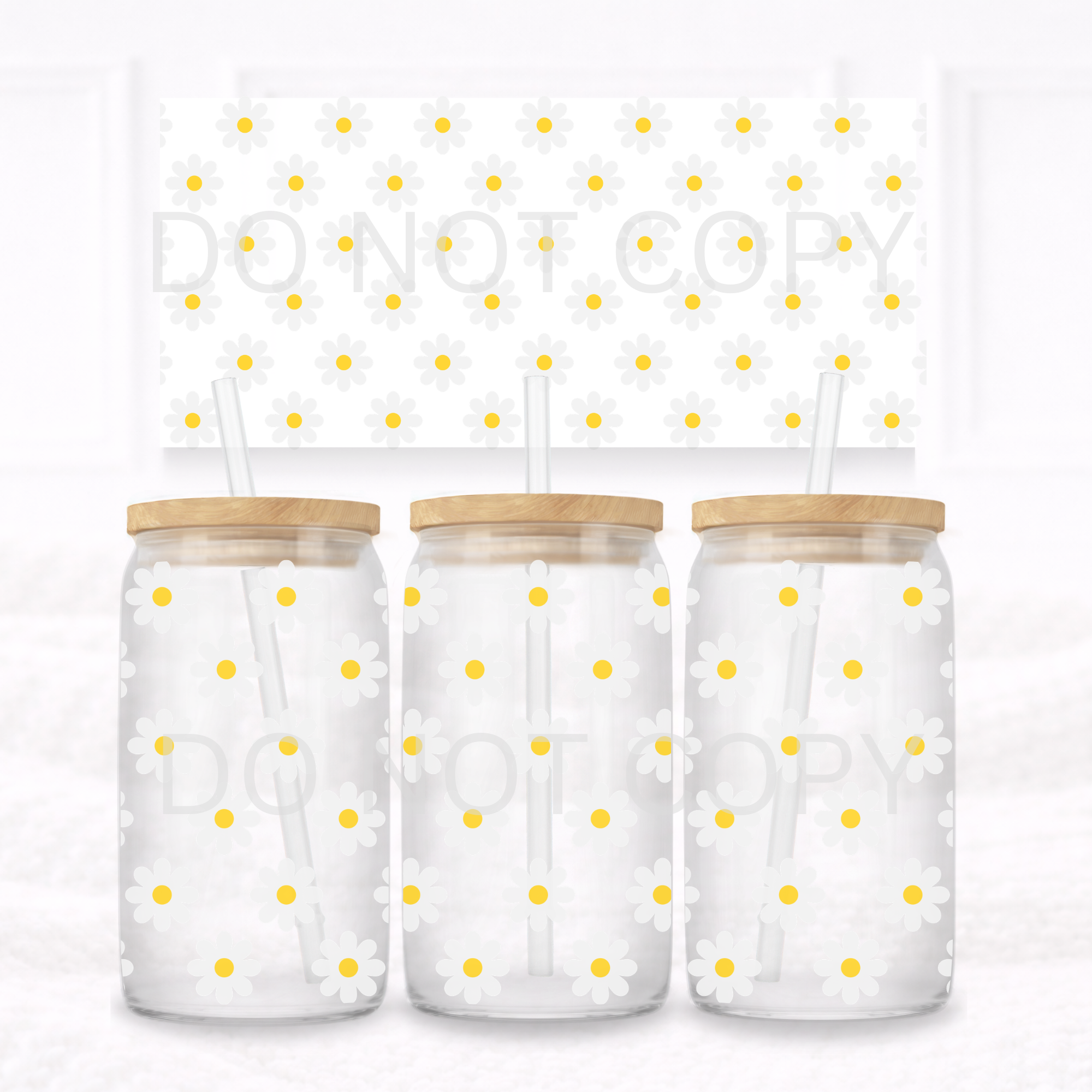 UVDTF - Can glass wrap Daisies