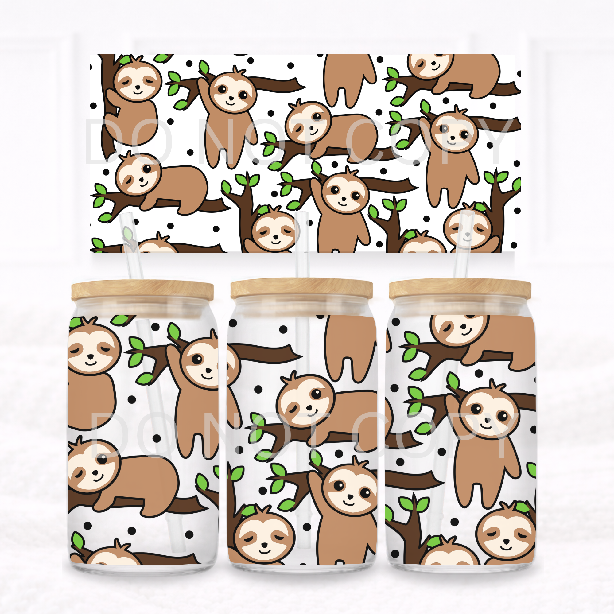 UVDTF - Can glass wrap Sloths