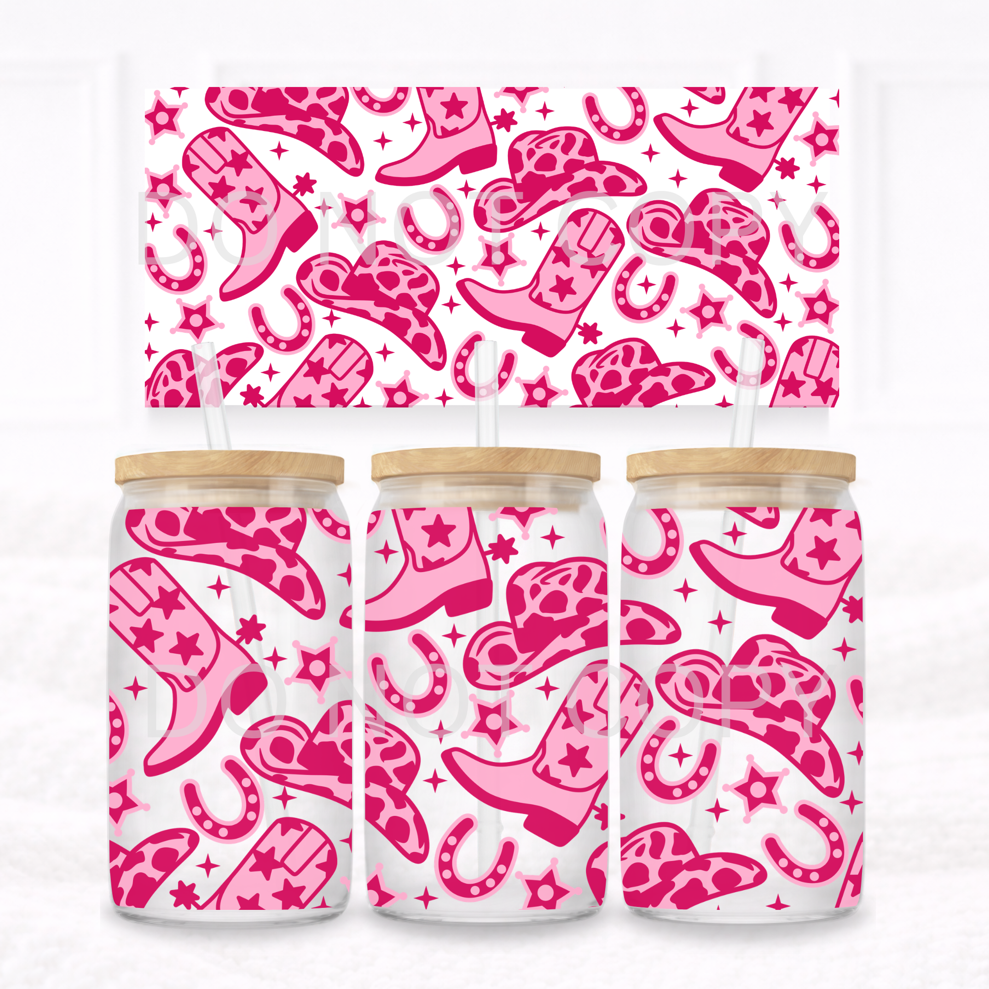 UVDTF - Can glass wrap Pink Cowgirls