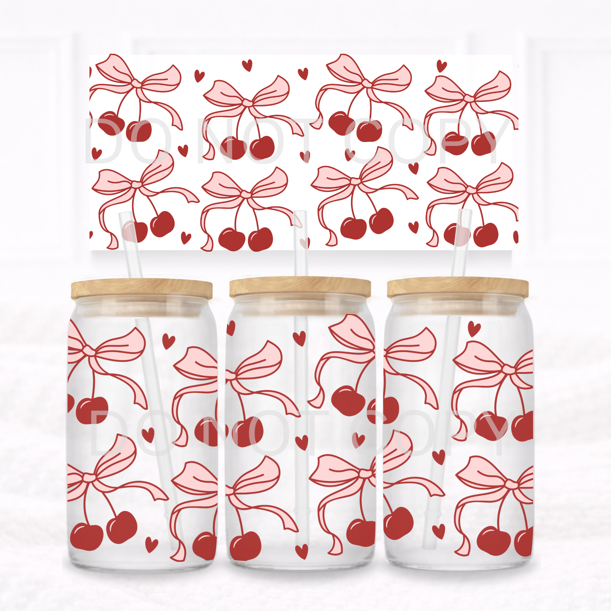 UVDTF - Can glass wrap Coquette Cherry Bows