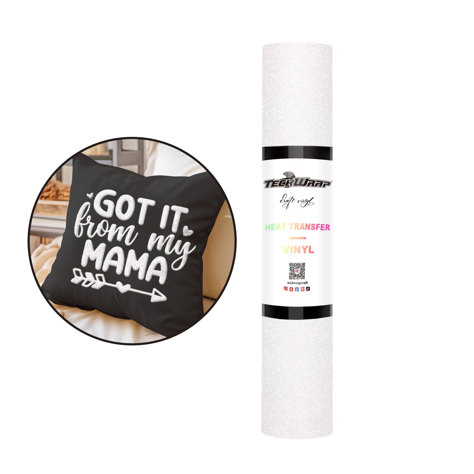 Teckwrap HTV Glitter Puff - White