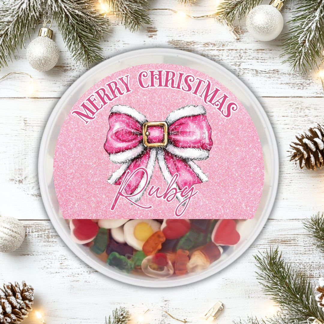 Sweet Tub Decal - Pink Christmas Bow