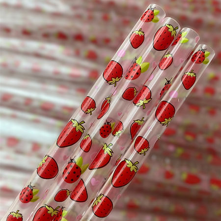 Clear Strawberry Straw