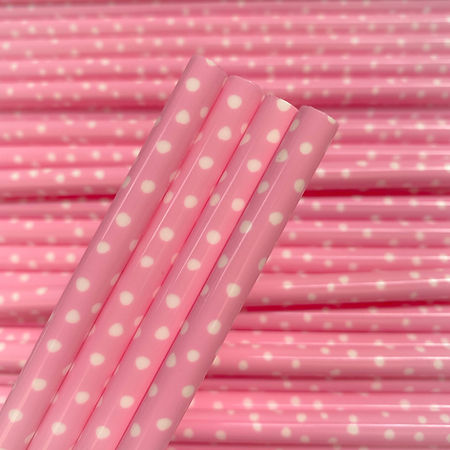 Pink Polka Dots Straw