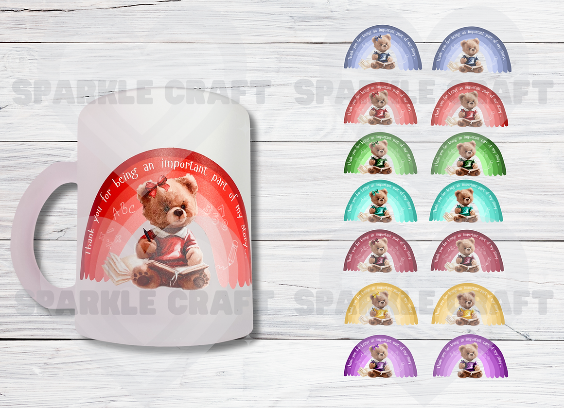 Rainbow School Boy Bear -  Decal