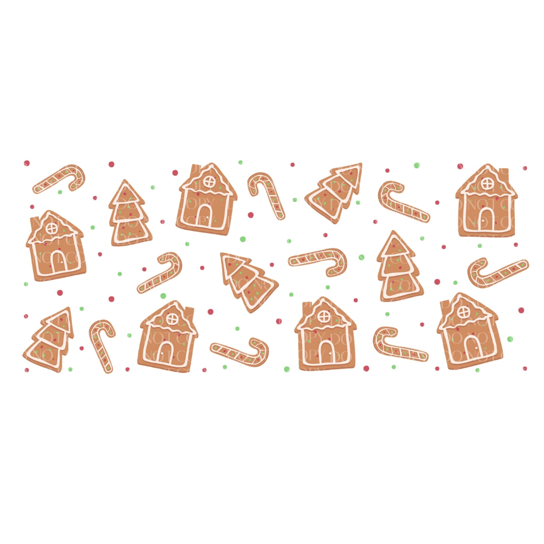 UVDTF - 16oz Gingerbread House & Trees
