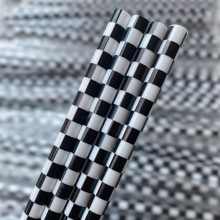 Black & White Chequered Straw