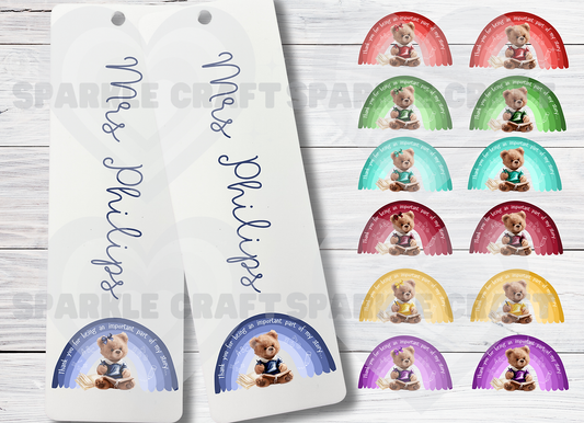 Rainbow School Bear - Bookmark Decal ( 4 Decals)