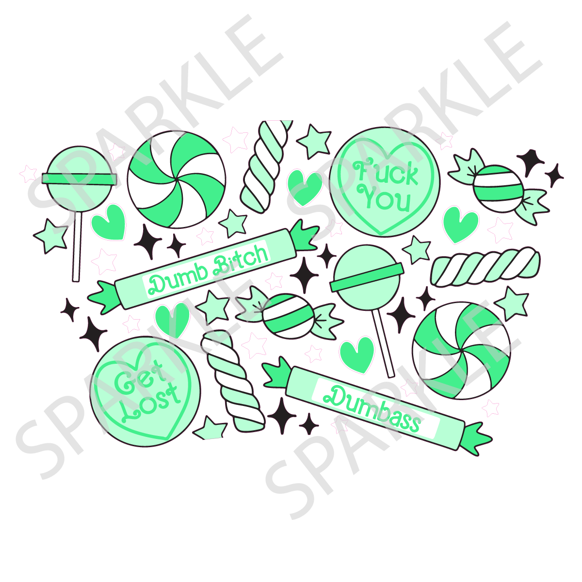 Sweary Candy Mint 24oz Wrap
