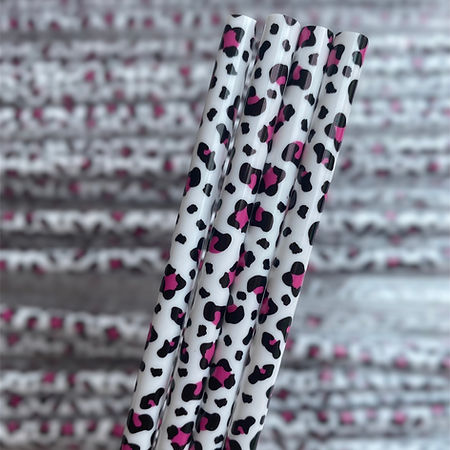 White Hot Pink Black Leopard Straw