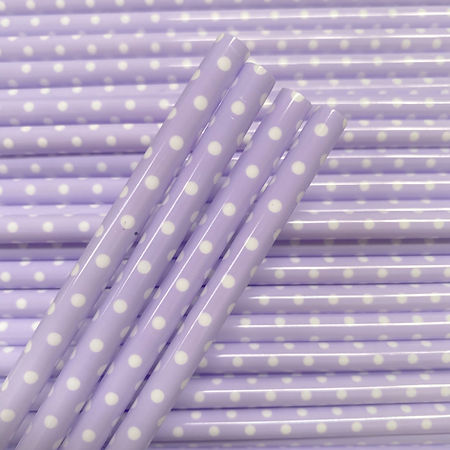 Lilac Polka Dots Straw