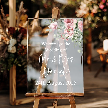 Wedding Sign Flower Decal - Pink Roses