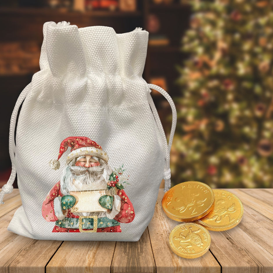 DTF - Small Gold Santa With Letter