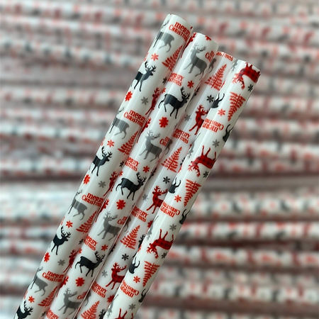 White Plaid Reindeer Straw