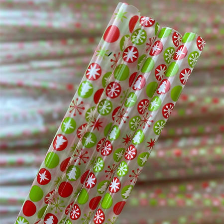 Red Green Christmas Circle Straw