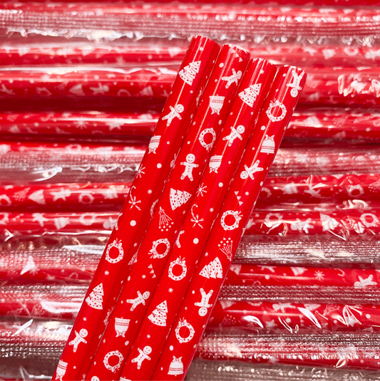 Red Christmas Pattern Straw